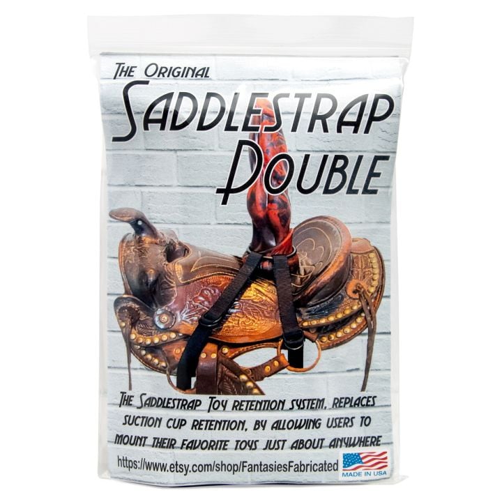 Packaging of the SADDLESTRAP - DOUBLE, showcasing the "Made in USA" label and product branding.