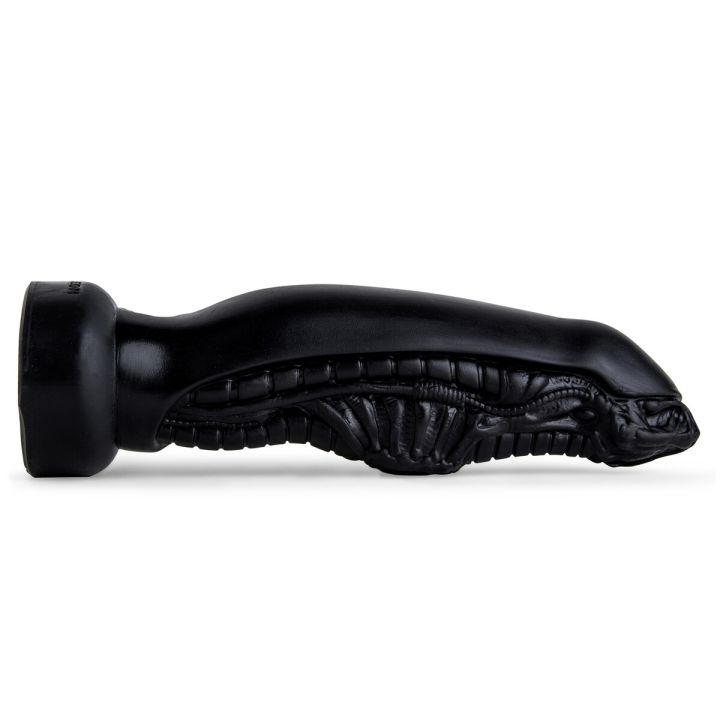 Full-length view of the Alien Breeder dildo on a dark backdrop, showcasing its sci-fi inspired silhouette and detailed form.