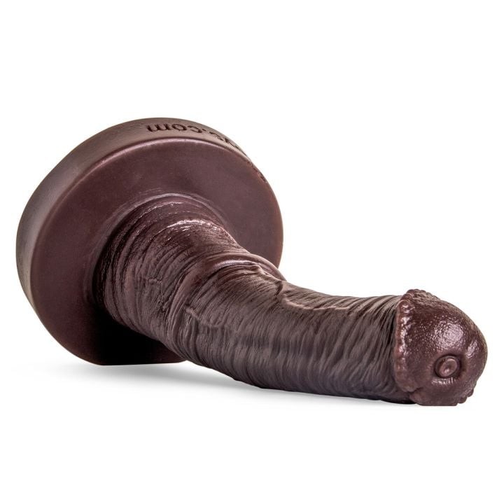 Full side profile of the Centaur Fantasy Silicone Dildo in Deep Brown, showcasing its pronounced head, textured shaft, and handcrafted platinum-cured silicone finish.
