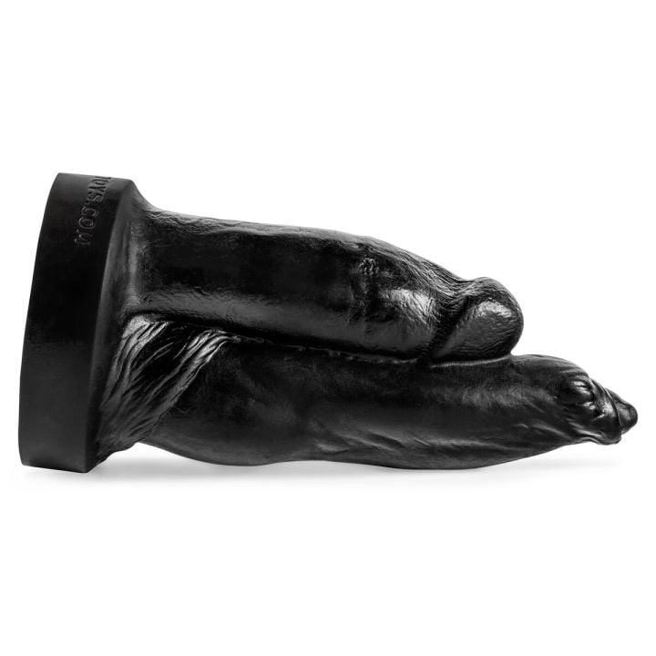 Side view of the Double Dildo in black silicone, showcasing its ultra-wide dual-ended design crafted for intense stretching and dual penetration.