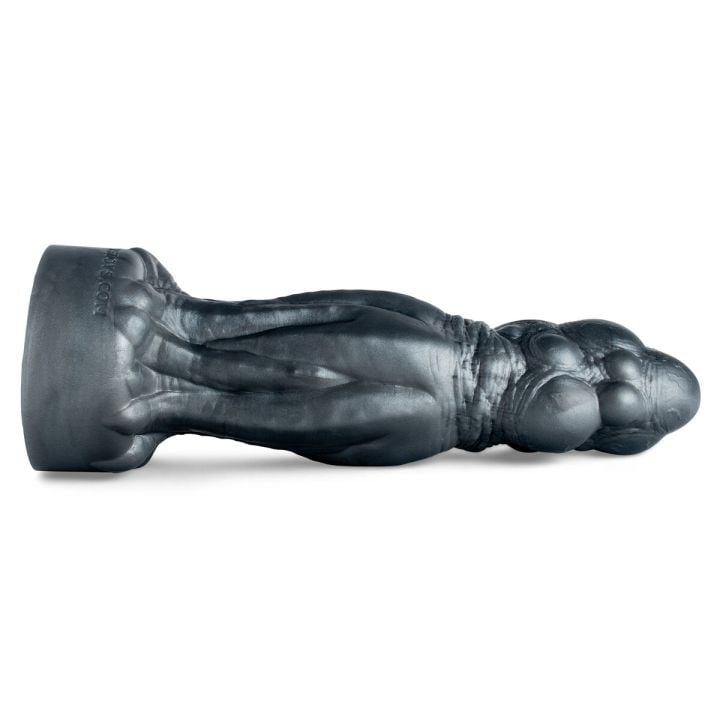 Side view of Kthulu dildo revealing swirling ridges and sculpted tendrils, perfect for immersive role-play and textured stimulation.