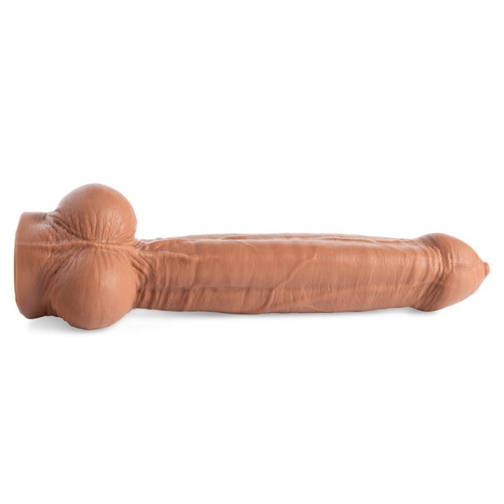 Lampwick Uncut Silicone Dildo in Natural Tan, featuring flexible foreskin and a lifelike contoured head for hyper-realistic stimulation.
