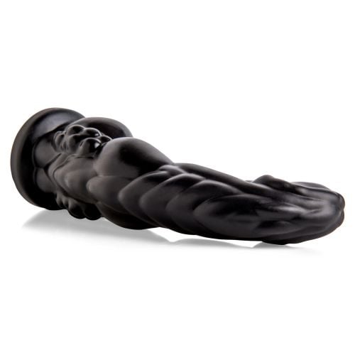 Angled front view of the BFG Fantasy Dildo showing its thick, contoured shaft and detailed texture, handcrafted from platinum-cured silicone for lifelike realism.