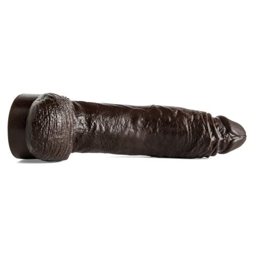 Ray Diesel dildo lying flat, showing length and full-body texture for users seeking bold realism and stretch stimulation.