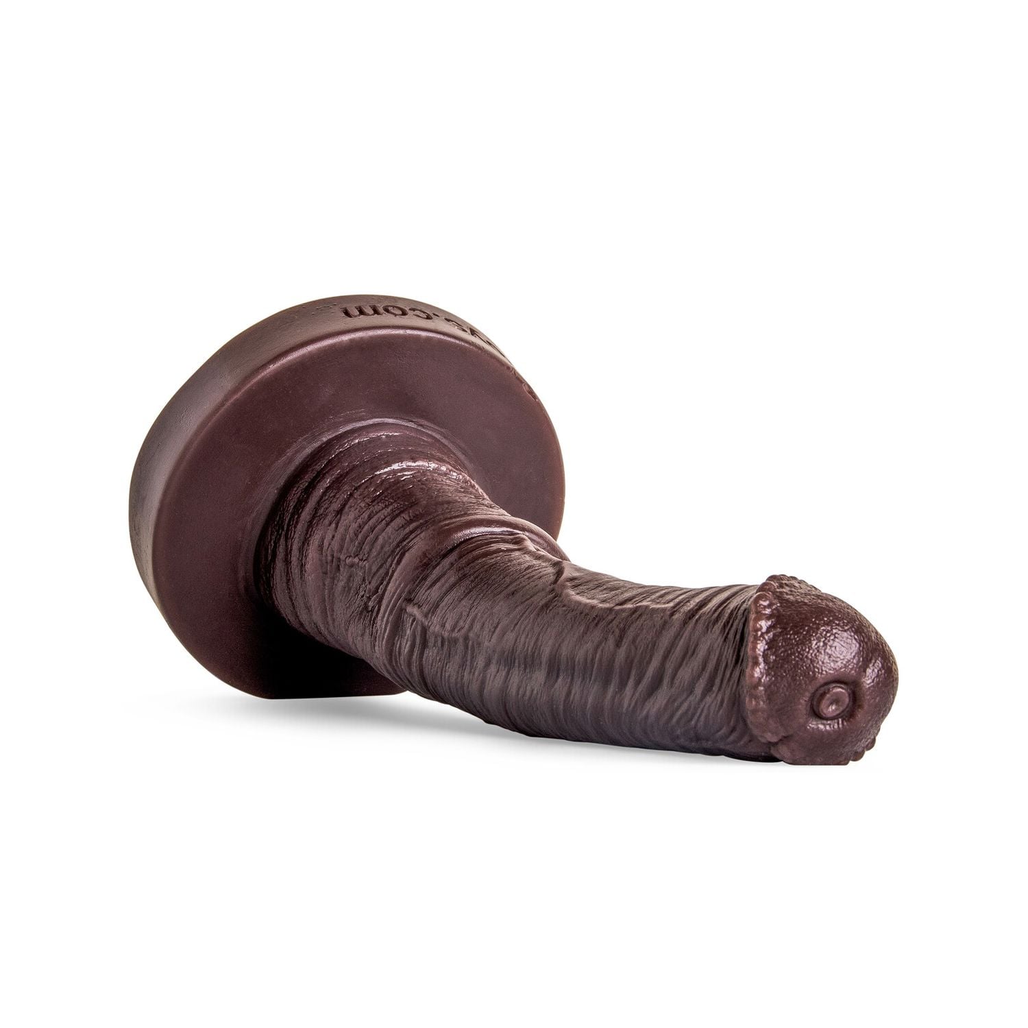 Full side profile of the Centaur Fantasy Silicone Dildo in Deep Brown, showcasing its pronounced head, textured shaft, and handcrafted platinum-cured silicone finish.