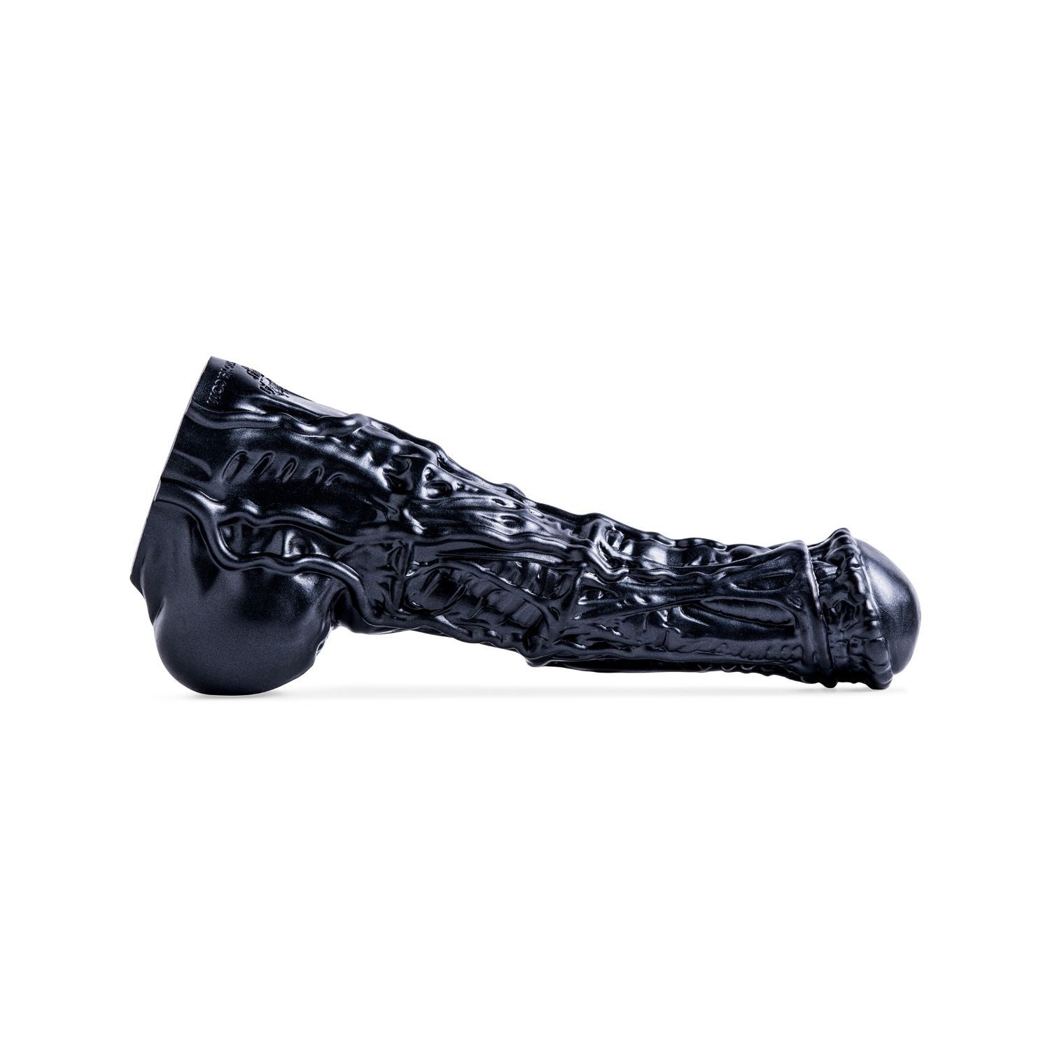 hankeys-toys-venomous-horse-fantasy-dildo-black-horizontal-angled-side-view-primary-thumbnail
