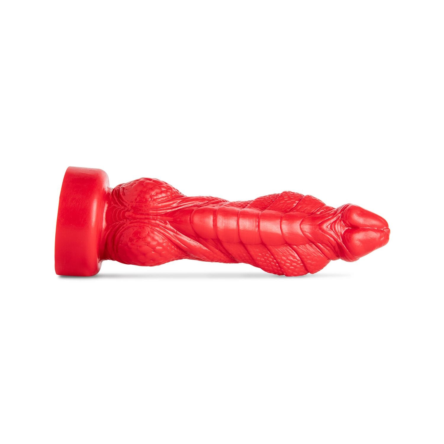 Kinky Cobra fantasy dildo by Mr. Hankey’s Toys laying flat, front view highlighting serpent-inspired head, sculpted scales, and curved silhouette in premium silicone.