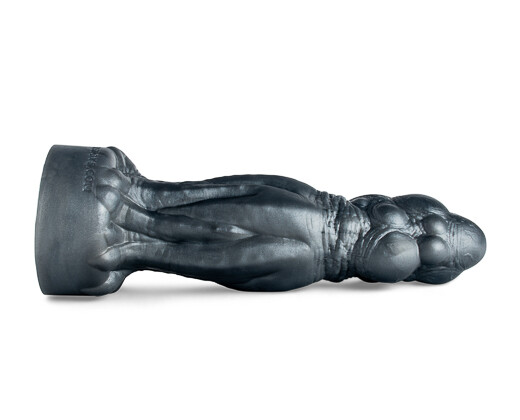 Side view of Kthulu dildo revealing swirling ridges and sculpted tendrils, perfect for immersive role-play and textured stimulation.