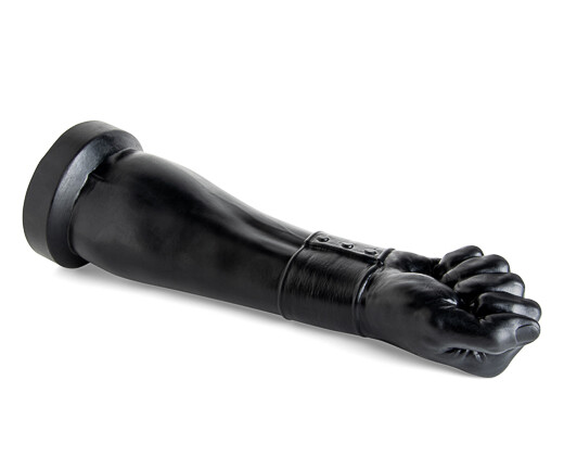 Gut Puncher Silicone Fist Dildo in Black, showing realistic clenched fist design for extreme stretch and deep play.