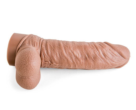 Underside view of Latin Lover dildo showcasing lifelike ridges, veins, and realistic base design for passionate encounters.