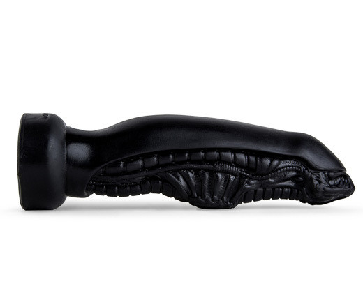 Full-length view of the Alien Breeder dildo on a dark backdrop, showcasing its sci-fi inspired silhouette and detailed form.