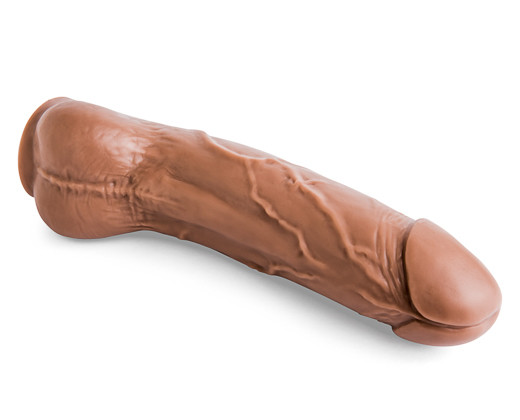 The Thor’s Hammer fantasy dildo is displayed laying flat, showcasing its Norse-inspired design with a broad, contoured head and textured veins along the shaft. Crafted from premium silicone, this mythology-themed adult toy offers a lifelike experience for
