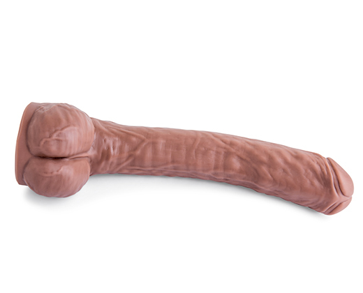 Detailed underside shot of Long John dildo, crafted with lifelike realism and platinum-cured silicone for body-safe play.