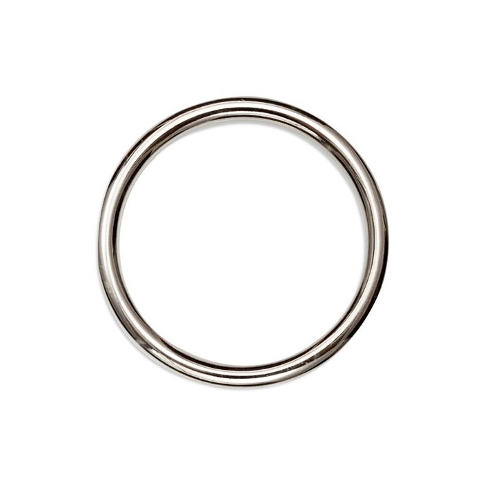 3-inch stainless steel O-ring for strap-on harnesses, heavy-duty metal sex toy accessory with polished finish, slip-free secure fit for realistic and oversized dildos, compatible with most harness systems, ideal for BDSM and pegging play
