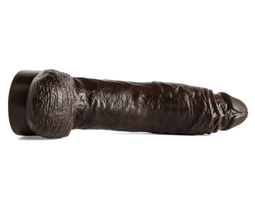 Ray Diesel dildo lying flat, showing length and full-body texture for users seeking bold realism and stretch stimulation.