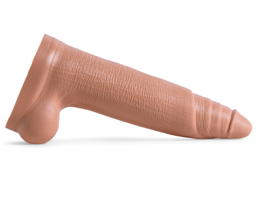 Natural tan Bullet Dildo by Erotixxxtoys, angled view showcasing handcrafted texture and smooth curve for internal and external stimulation
