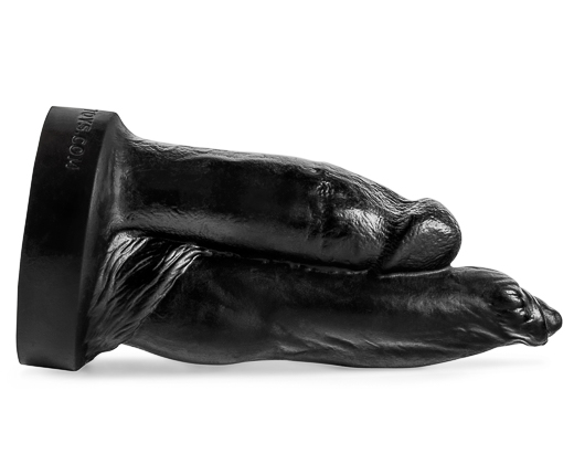 Side view of the Double Dildo in black silicone, showcasing its ultra-wide dual-ended design crafted for intense stretching and dual penetration.