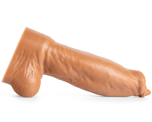 Side profile of Kane Korso dog dildo highlighting its realistic shape, girth, and spiral-like texture for deep stimulation.