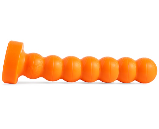 HOTKINKYJO BULGE BALLS dildo laying flat, showcasing series of smooth, large silicone spheres designed for deep anal insertion and belly bulge play.