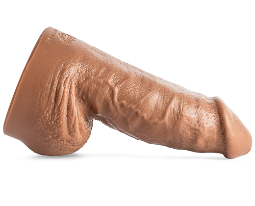 Side profile of the Thicky Nicky short thick dildo highlighting realistic vein textures and girthy shaft for full-bodied pleasure.