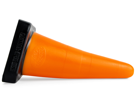 Traffic Cone Anal Trainer Series dildo lying on its side, showcasing the smooth, tapered tip and progressive girth, ideal for anal stretching and deep insertion training.